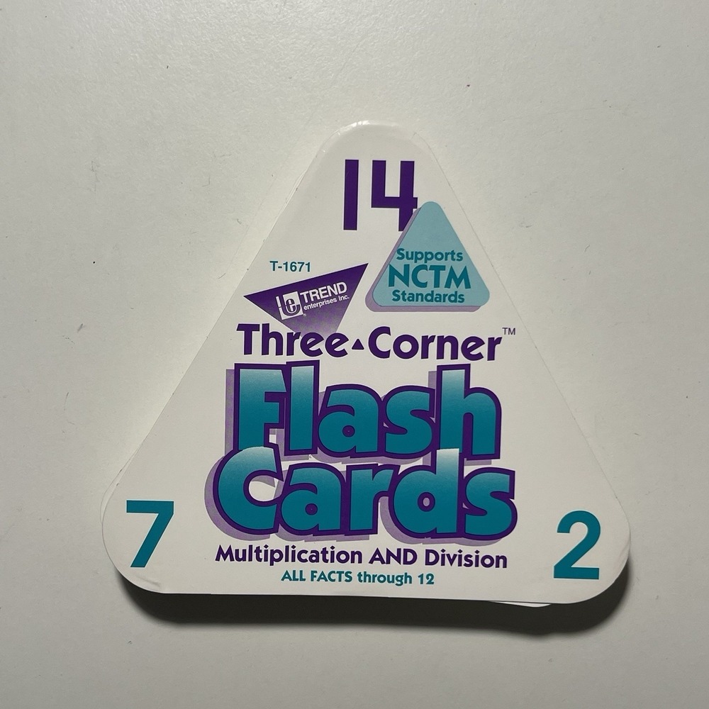 NEW TREND THREE CORNER FLASH CARDS MULTIPLICATION & DIVISION ALL FACTS THRU 12